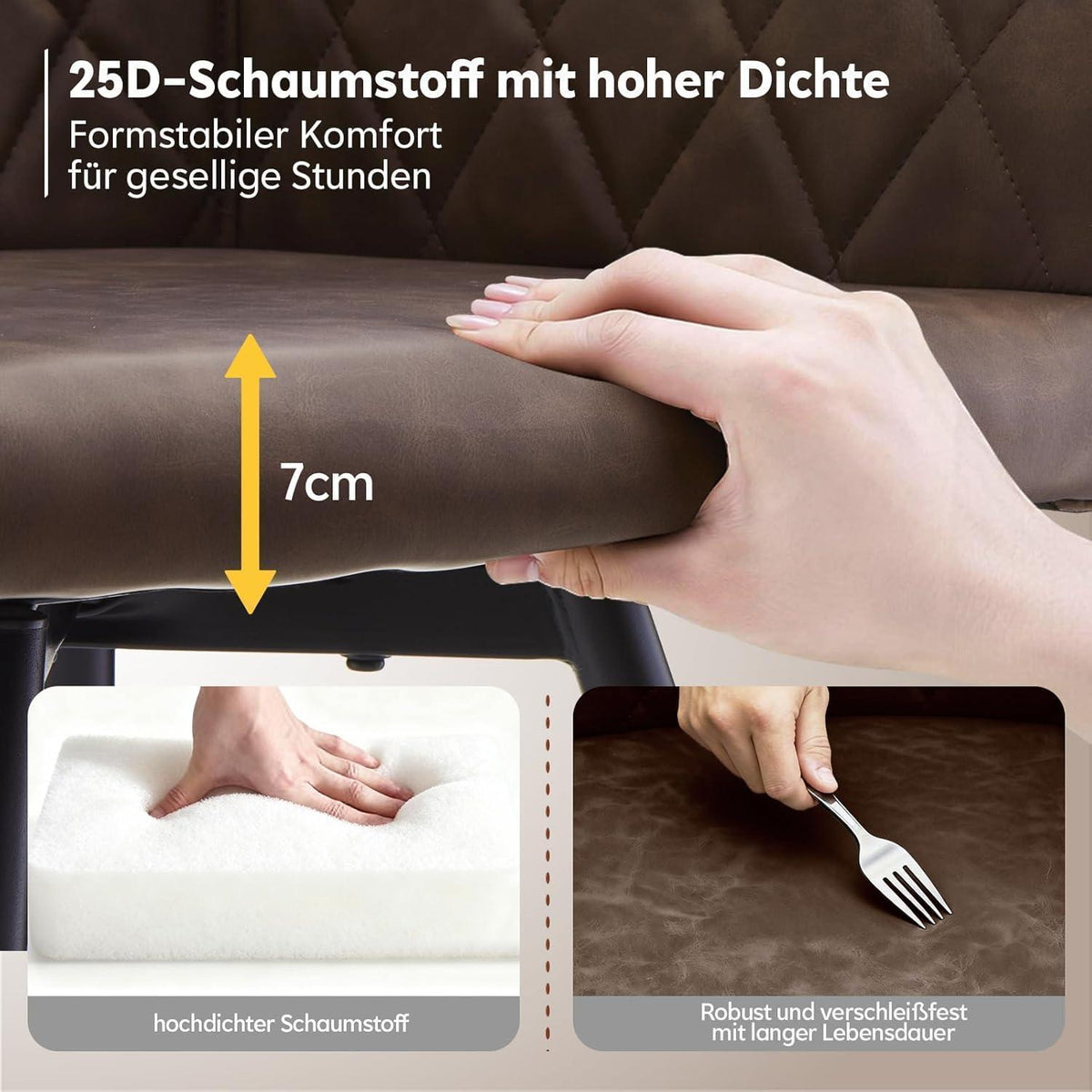 Drehbare Esszimmerstühle Set 6x mit Armlehnen Braun in Lederoptik