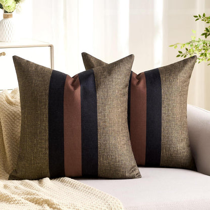 Braun gestreifte Kissenbezüge 40x40 cm - 2er Set
