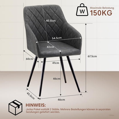 Drehbare Esszimmerstühle Dunkelgrau 6er Set in Lederoptik