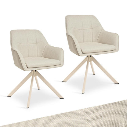 Drehbarer Esszimmerstuhl Set (2x) mit Armlehne – Beige
