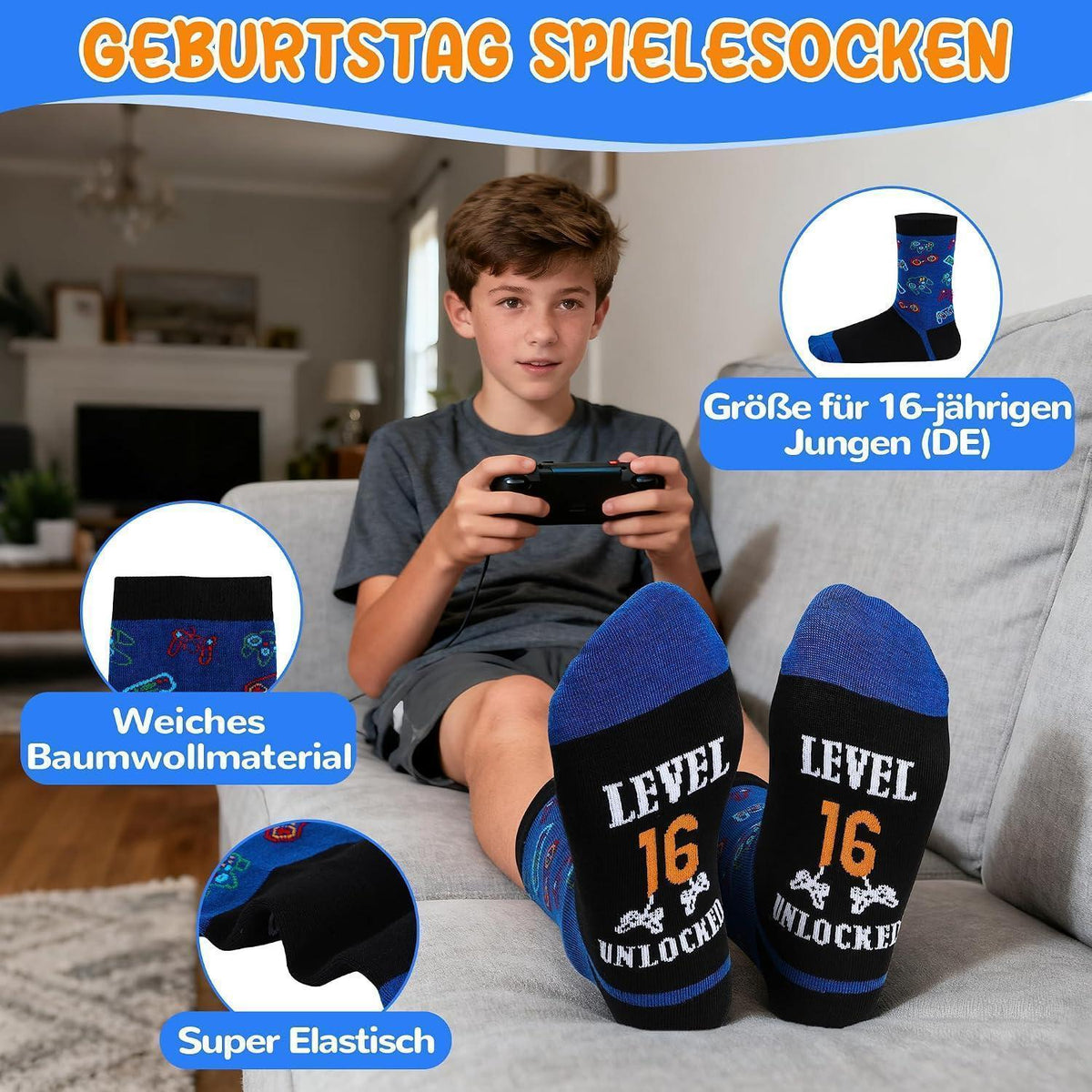 Gamer Geschenkset 16 Jahre | Geburtstagsgeschenk Junge mit Becher & Kissen
