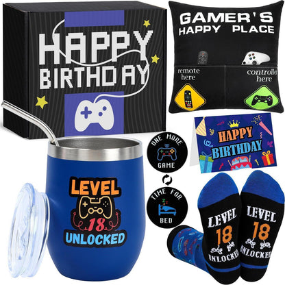 Gamer Geschenkset 18. Geburtstag | Kissen, Becher & Socken