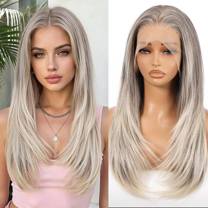 Graue Lace-Front Perücke 22 Zoll – Gerade, Glueless, HD-Lace