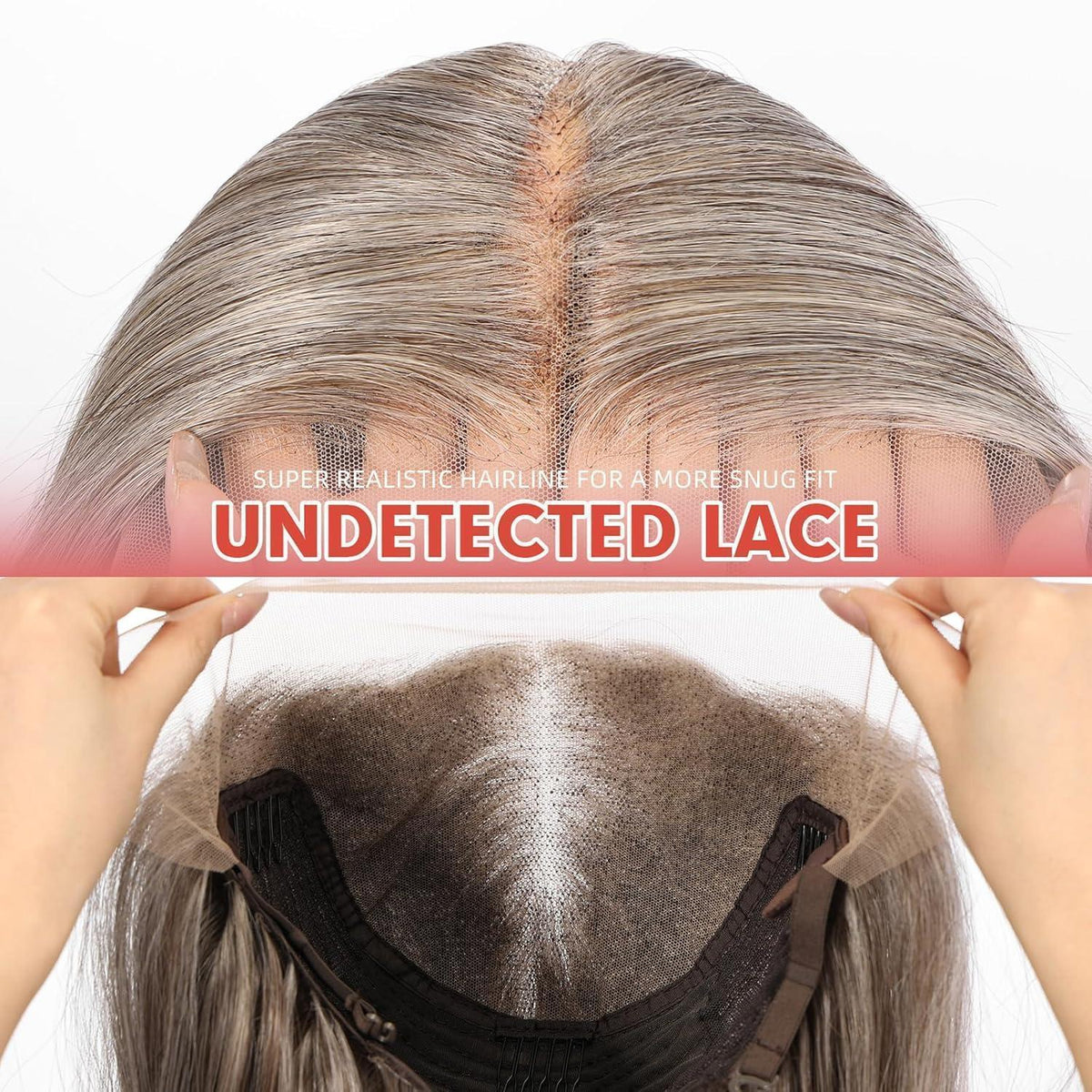 Graue Lace-Front Perücke 22 Zoll – Gerade, Glueless, HD-Lace