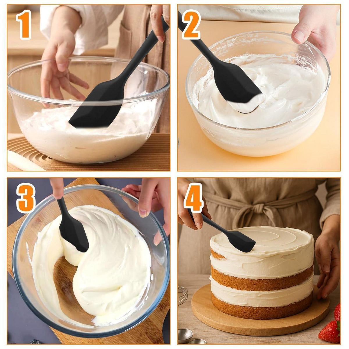 9er Set Silikon Schaber | Spatel & Löffel für Küche & Backen