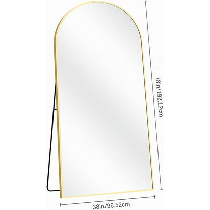 Großer Bogen Standspiegel 196x96cm mit Goldrahmen