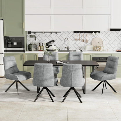 Drehstuhl Esszimmer Set 6er – Chenille Polsterstuhl 360° Drehbar