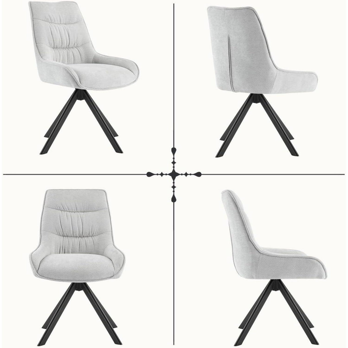 Drehstuhl Esszimmer Set 6er – Chenille Polsterstuhl 360° Drehbar