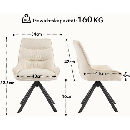 Drehstuhl Esszimmer 6er Set – Chenille Esszimmerstühle Beige