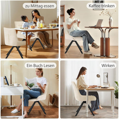 Drehstuhl Esszimmer 6er Set – Chenille Esszimmerstühle Beige