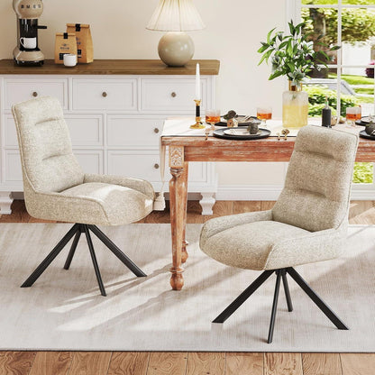 Drehstuhl Esszimmer 6er Set – Chenille Esszimmerstühle Beige