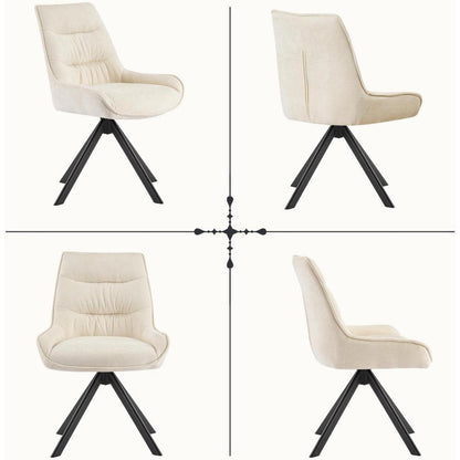 Drehstuhl Esszimmer 6er Set – Chenille Esszimmerstühle Beige
