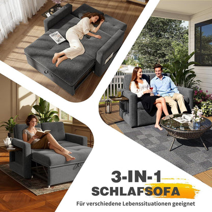 Schlafsofa mit Klapptisch & Verstelllehne – Grau