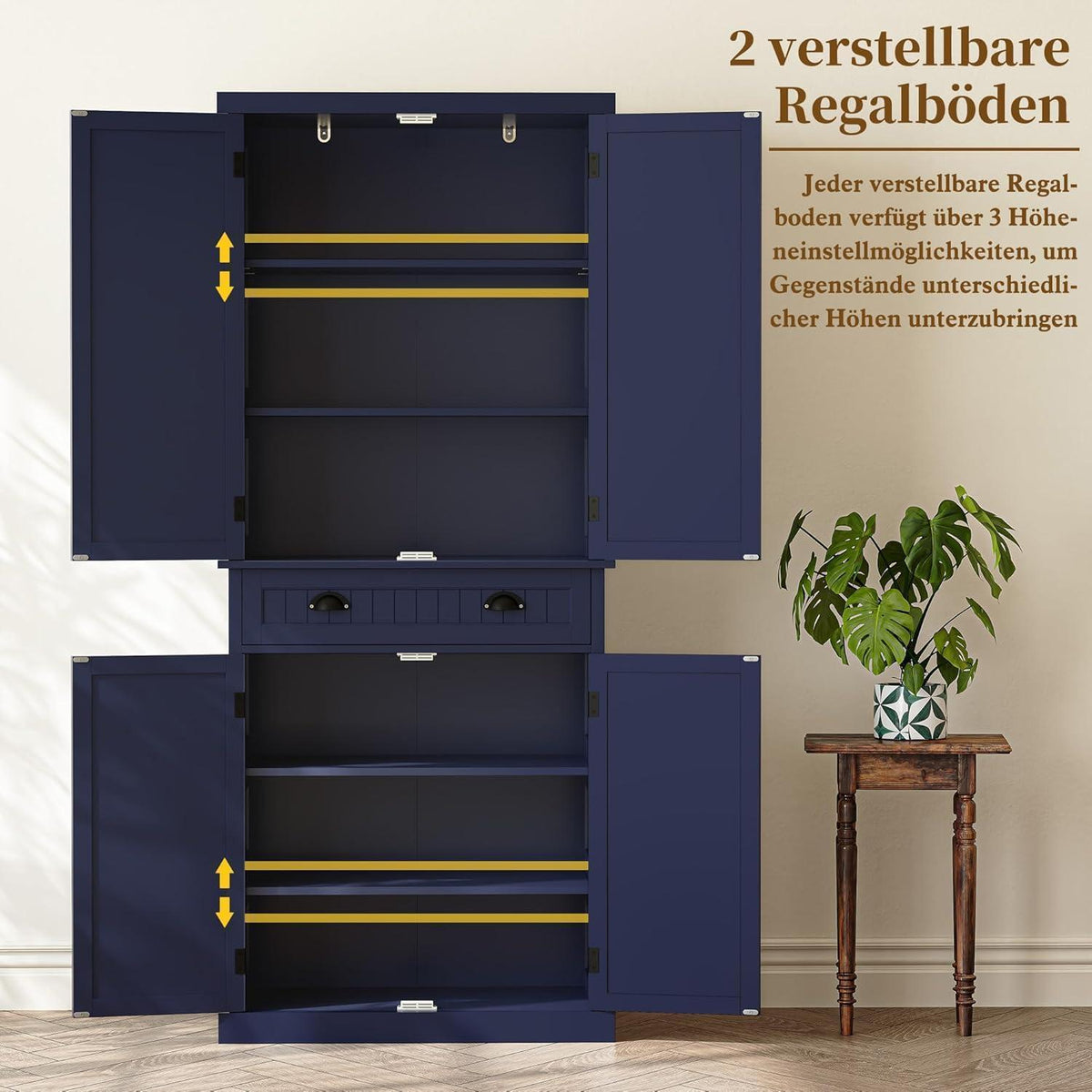 Küchenschrank mit Regalen – Vorratsschrank Blau