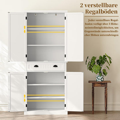 Hochschrank Küchenbuffet Weiß – Vielseitiger Vorratsschrank mit Regalen