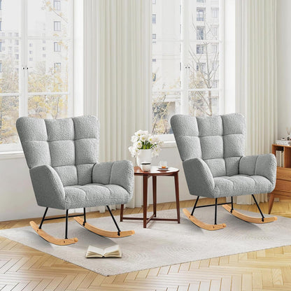 Schaukelstuhl 2er Set Grau – Bequemer Lesesessel für Wohnzimmer & Babyzimmer