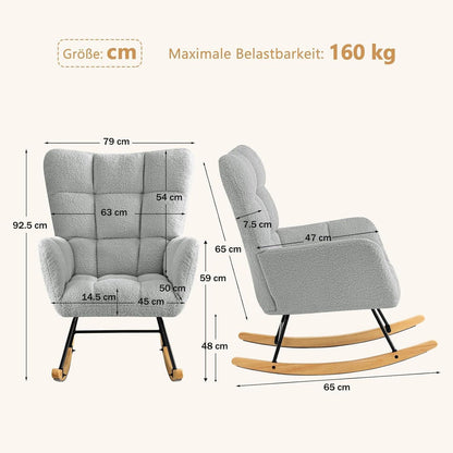 Schaukelsessel Grau – Bequemer Lesesessel für Wohnzimmer & Babyzimmer