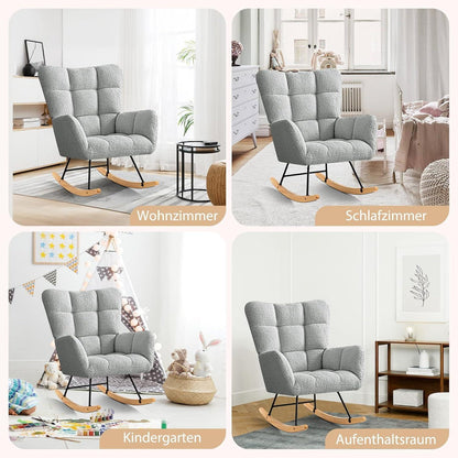 Schaukelsessel Grau – Bequemer Lesesessel für Wohnzimmer & Babyzimmer