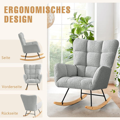 Schaukelsessel Grau – Bequemer Lesesessel für Wohnzimmer & Babyzimmer