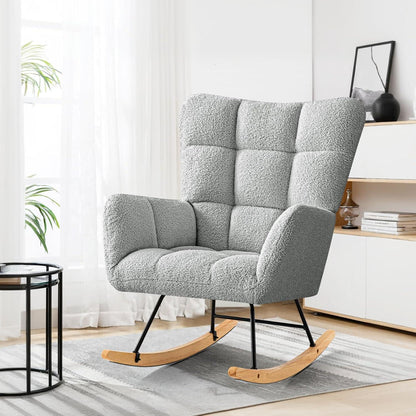Schaukelsessel Grau – Bequemer Lesesessel für Wohnzimmer & Babyzimmer