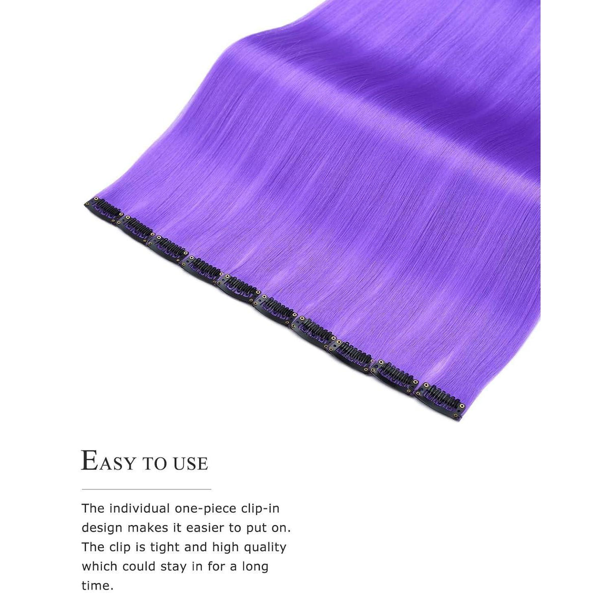 10x Clip-in Haarverlängerung Bunt 50cm Party Cosplay Lila