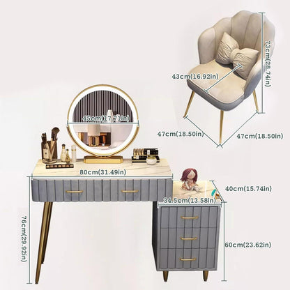 Schminktisch Set mit Stuhl & Spiegel | Weißes Schlafzimmer-Frisiertisch
