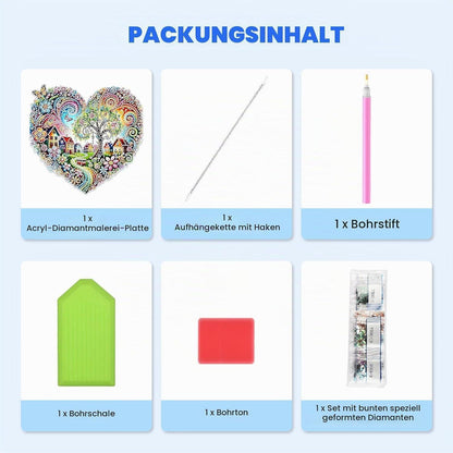 Diamant Painting Dorf Schmetterling DIY Set mit Kette 20x20cm
