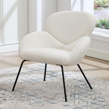 Loungesessel Wohnzimmer Modern, Kunstfell Weiß