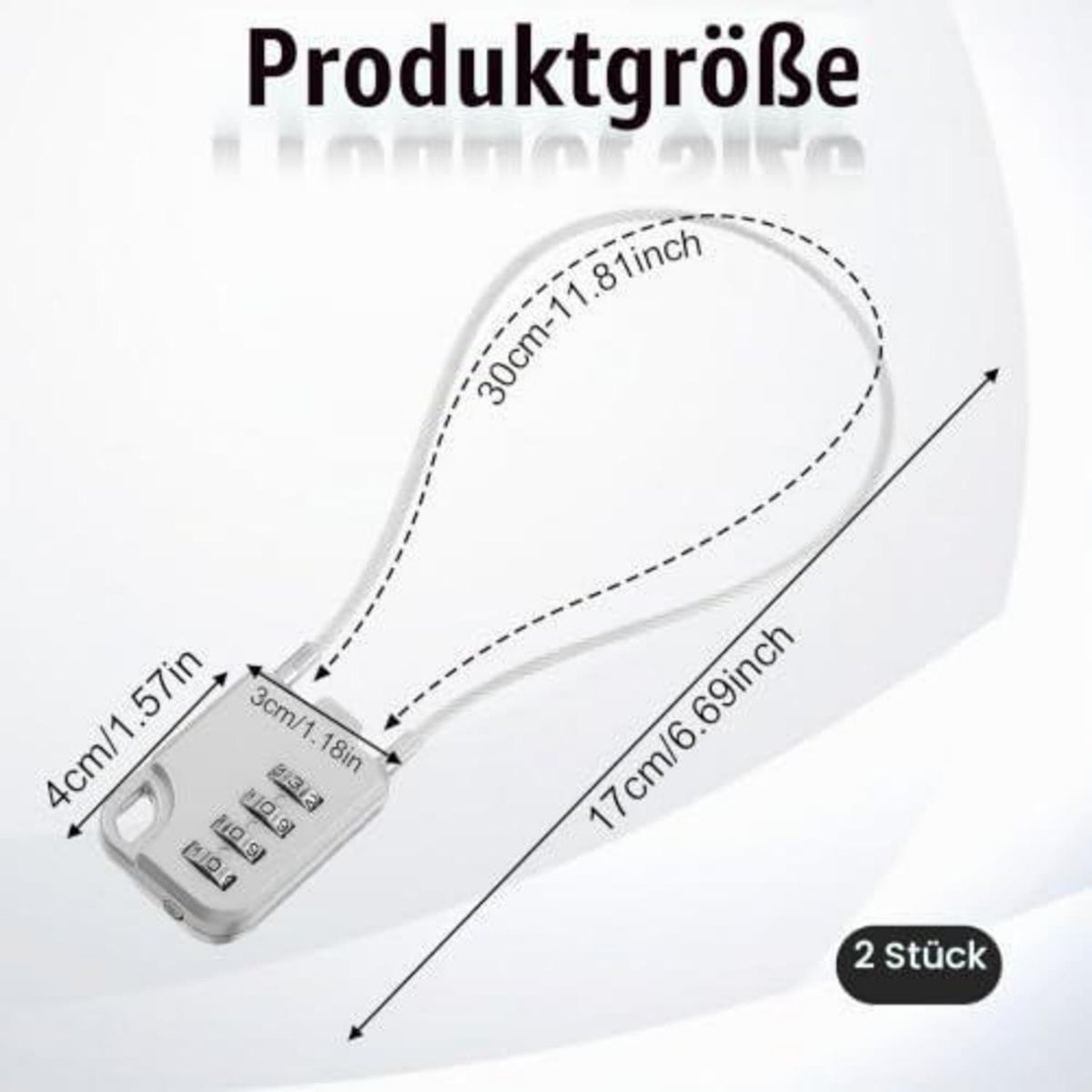 2x 4-Stelliges Zahlenschloss mit Seil – Gepäck & Fahrradsicherung