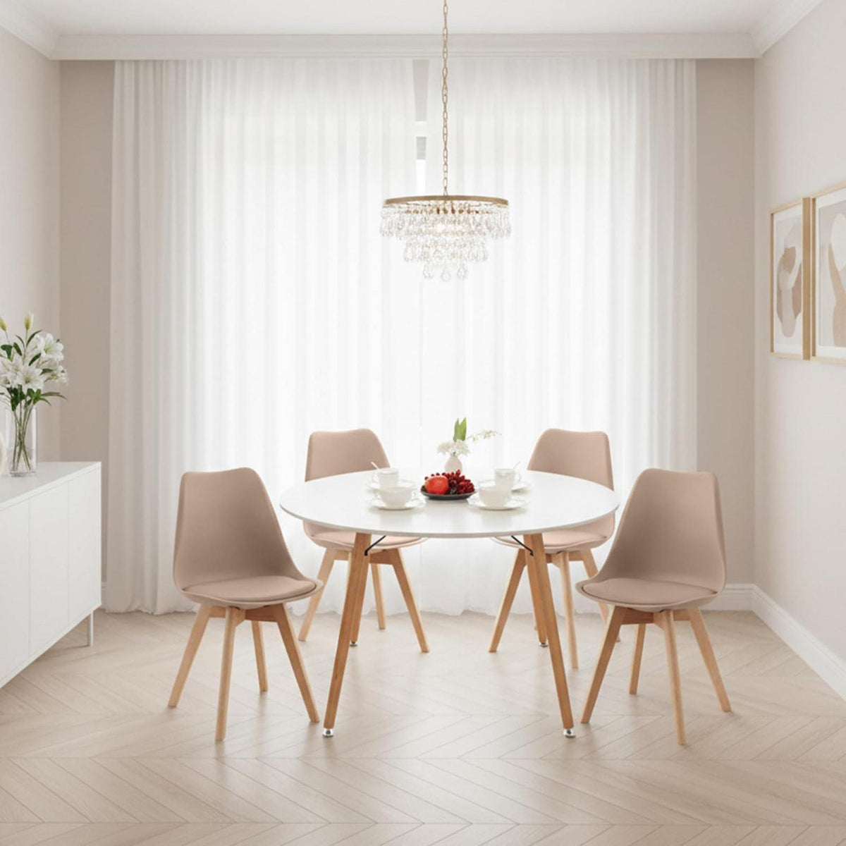 Esstisch Set 120cm mit 4 skandinavischen Stühlen