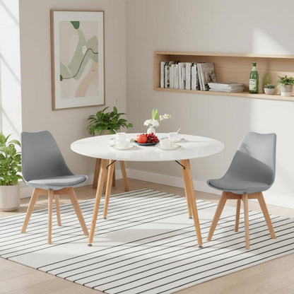 Esstisch Set 120cm mit 2 Grau Buche Stühlen
