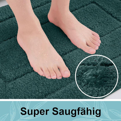 Mikrofaser Badteppich 60x90 cm Dunkelgrün – Rutschfest & Wasserabsorbierend