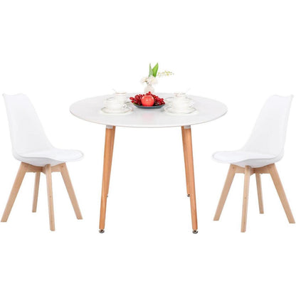 Esstisch Set 100cm Holz & Weiß mit 2 skandinavischen Stühlen