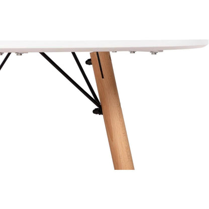 Esstisch Set 120cm Weiß mit 2 Buche Stühlen
