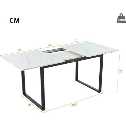 Ausziehbarer Esstisch Weiß 140-180 cm mit Metallgestell