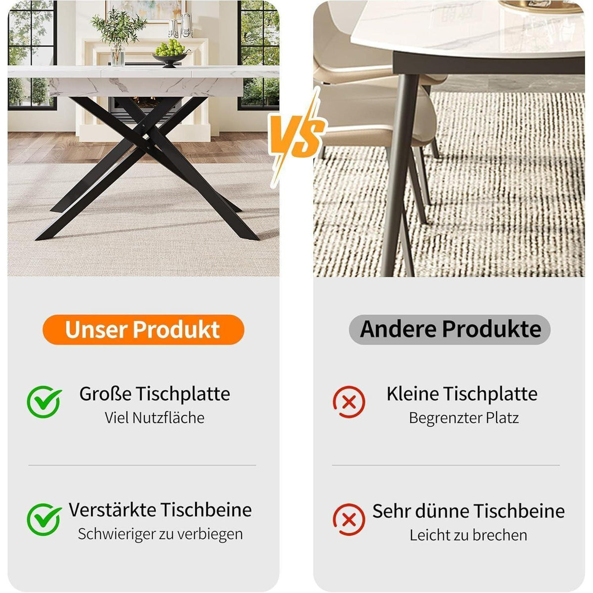 Ausziehbarer Esstisch Weiß 120-160cm – Modern & Stabil