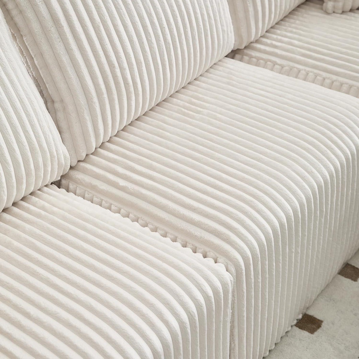 Cordo L-Form Sofa Beige – Eckcouch mit Getränkehaltern & Taschen