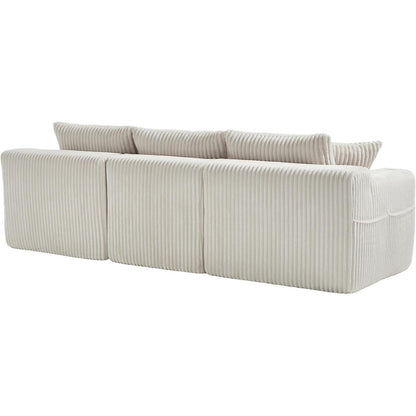 Cordo L-Form Sofa Beige – Eckcouch mit Getränkehaltern & Taschen