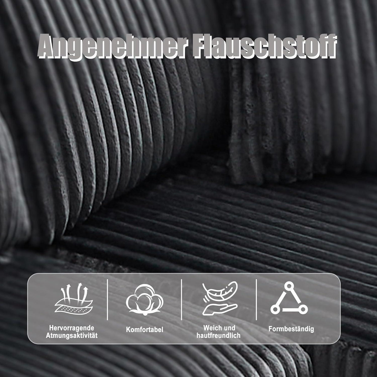 Cordo L-Form Sofa Grau – Eckcouch mit Getränkehaltern & Taschen