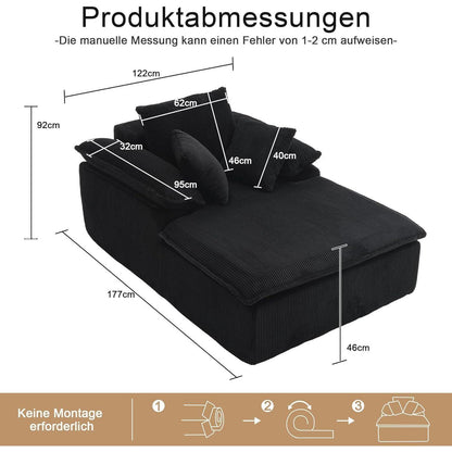 Modernes Cord Schlafsofa mit Memory-Schaum – Schwarz