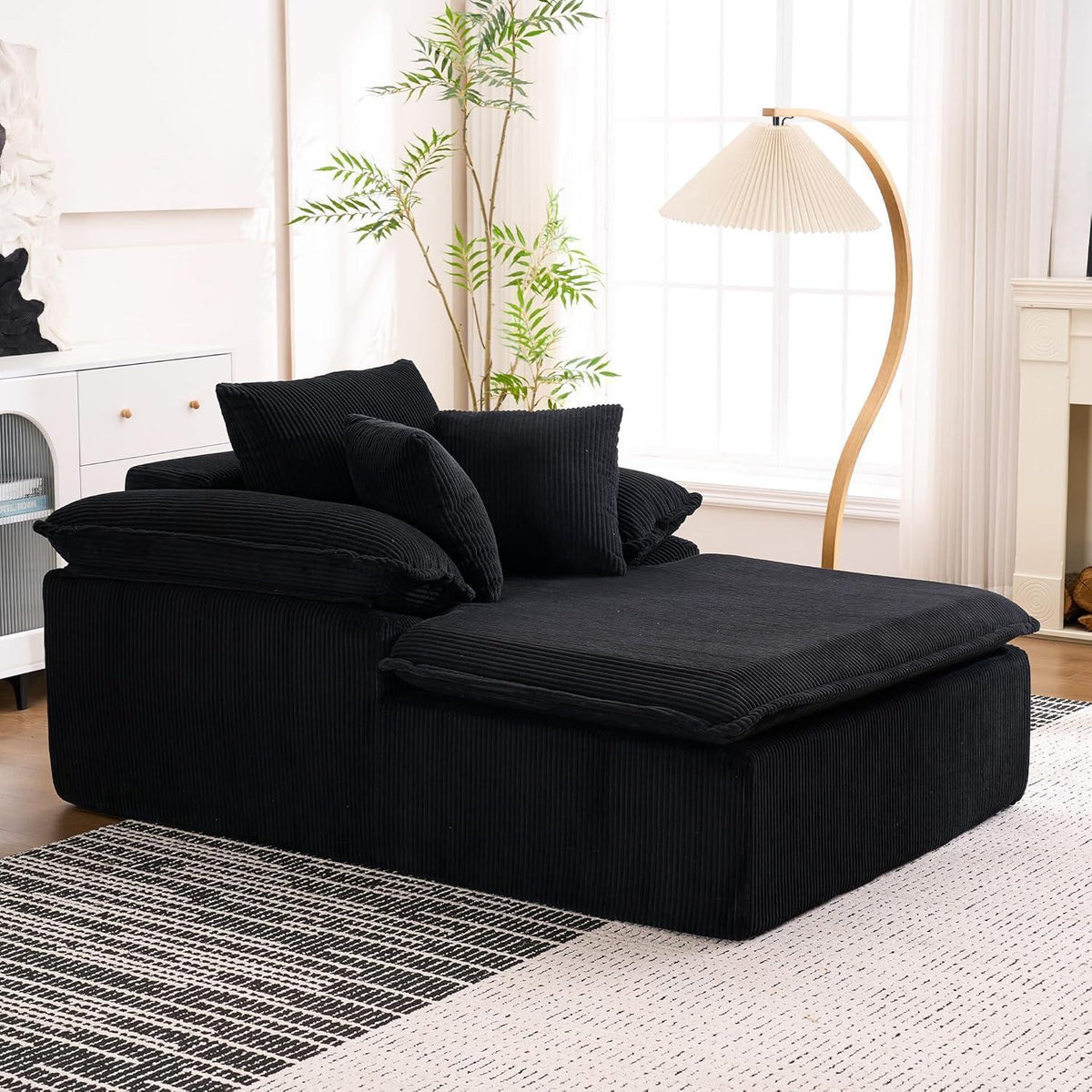 Modernes Cord Schlafsofa mit Memory-Schaum – Schwarz