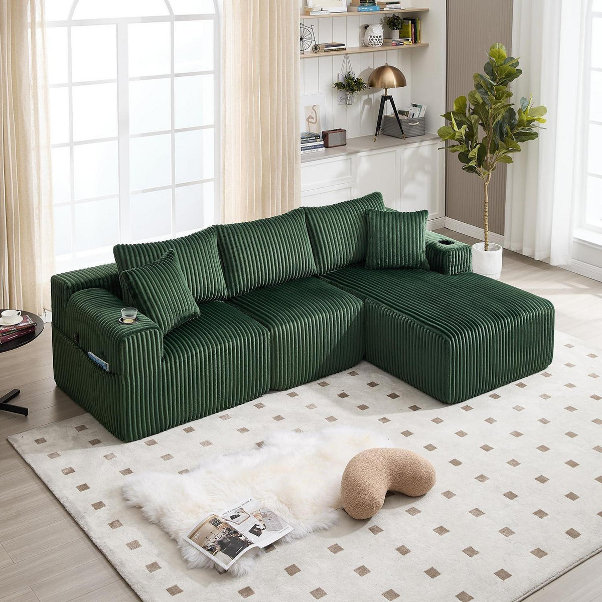 Cordo Ecksofa L-Form Smaragdgrün – Komfortabel & Vielseitig