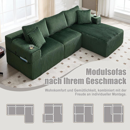 Cordo Ecksofa L-Form Smaragdgrün – Komfortabel & Vielseitig