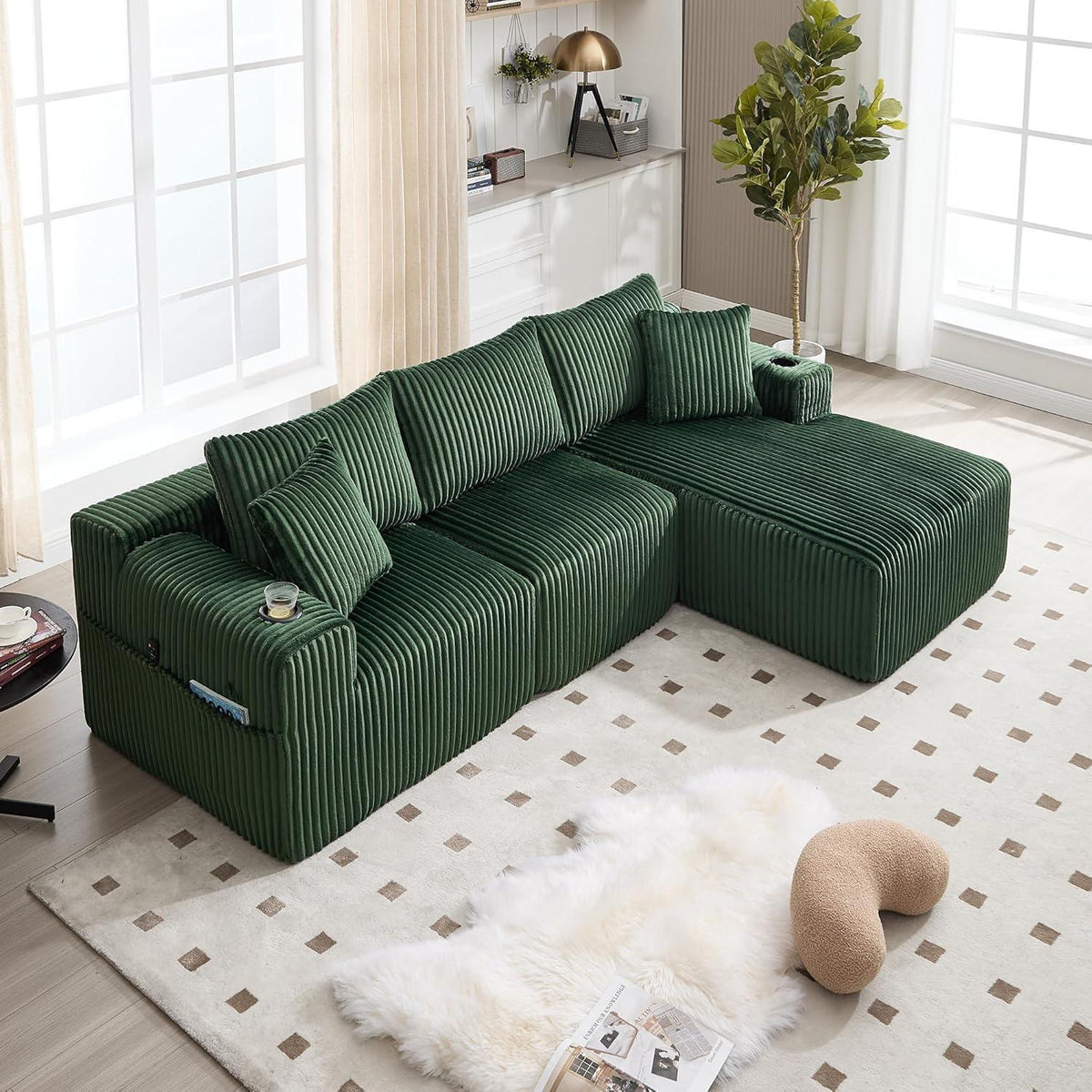 Cordo Ecksofa L-Form Smaragdgrün – Komfortabel & Vielseitig