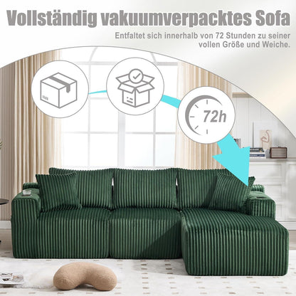 Cordo Ecksofa L-Form Smaragdgrün – Komfortabel & Vielseitig