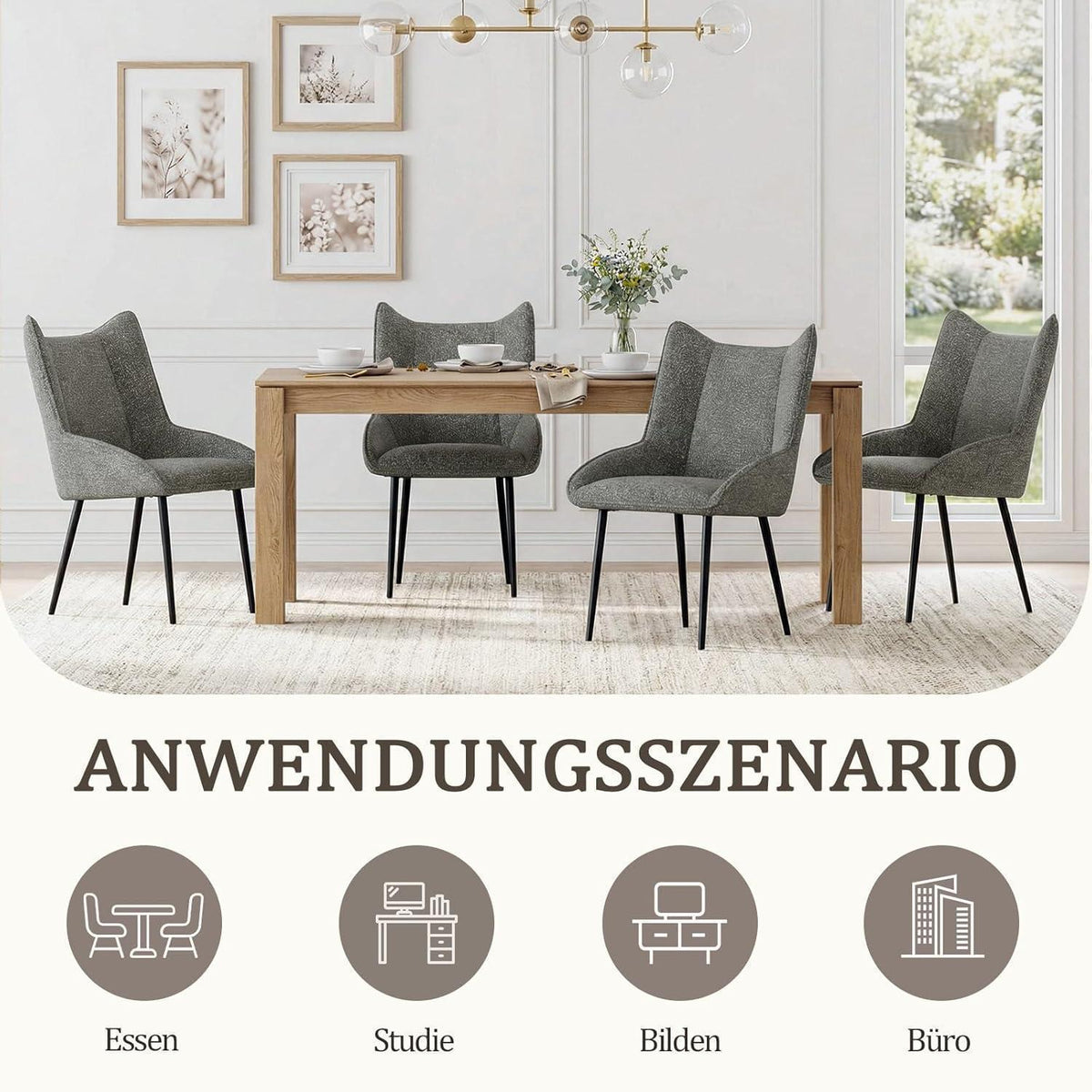 Esszimmerstühle 6er Set Schwarz-Weiß, Samt & Taschenfederkern