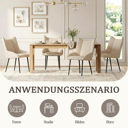 Moderner Esszimmerstuhl Set 6er – Samt Creme, Verstellbare Füße