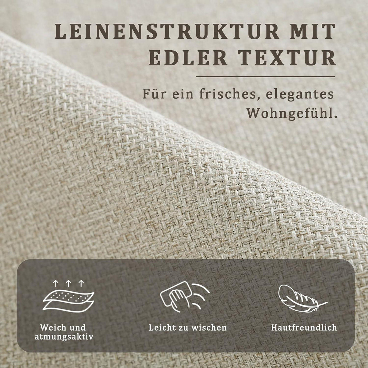 Moderner Esszimmerstuhl Set 6er – Beige, Leinen-Polyester Mix