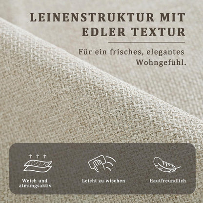 Moderner Esszimmerstuhl Set 6er – Beige, Leinen-Polyester Mix