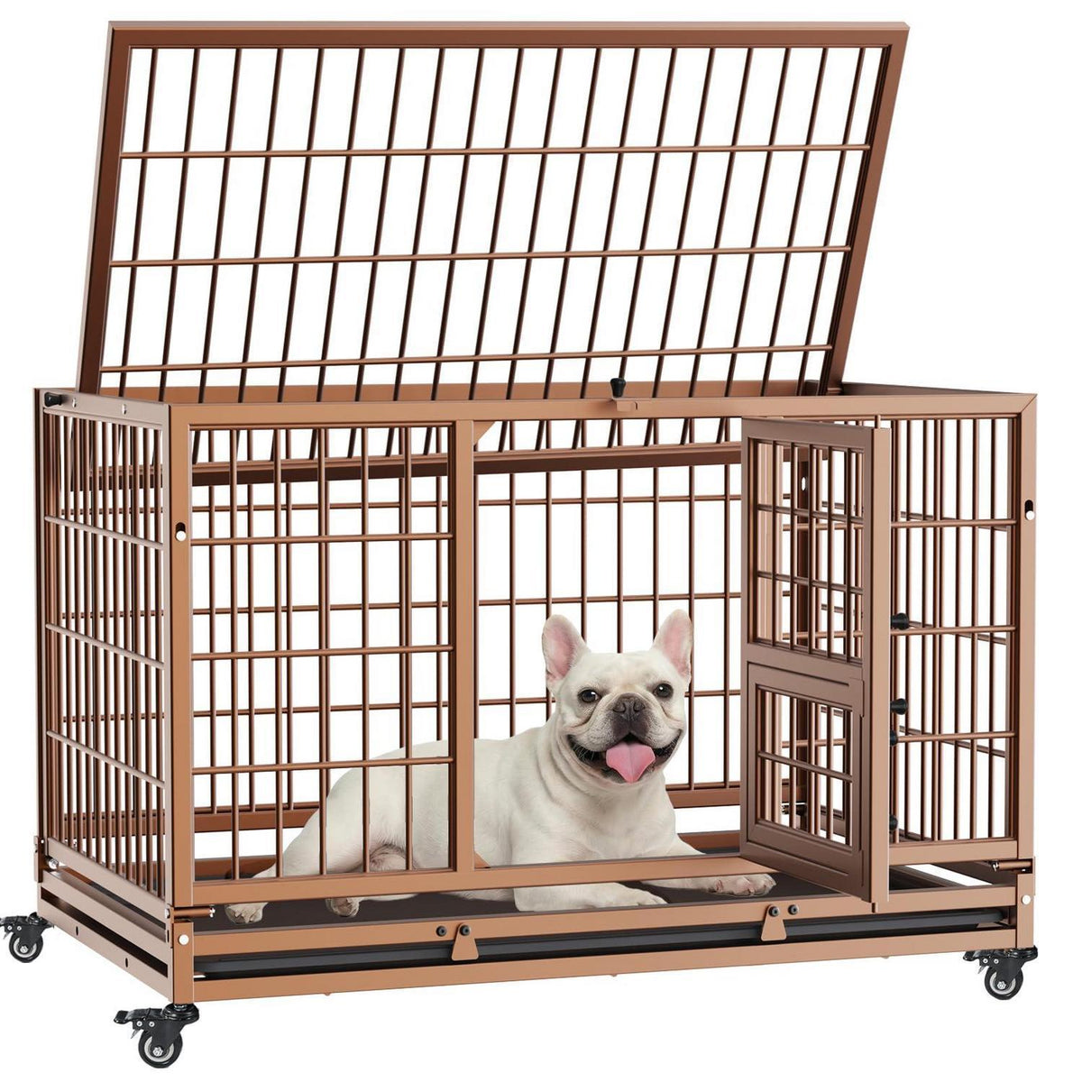 Faltbarer Hundekäfig mit 3 Türen – Braun, 82x52x56 cm